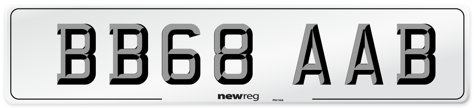BB68 AAB Rear Number Plate