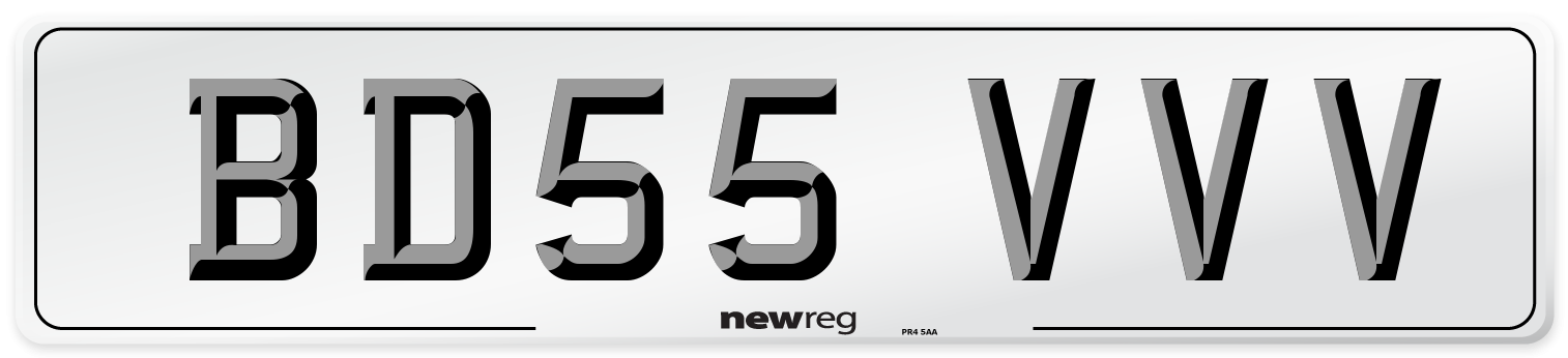 BD55 VVV Rear Number Plate