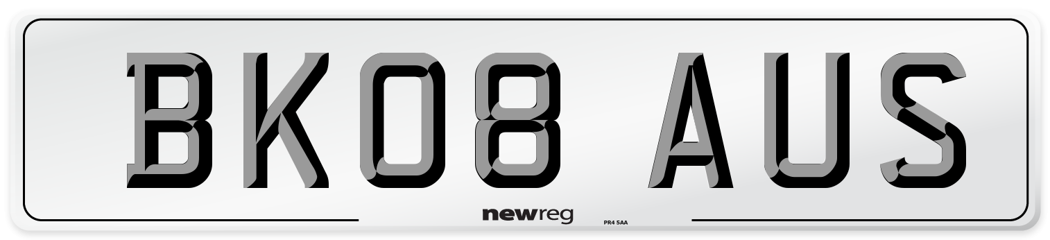 BK08 AUS Number Plate from New Reg