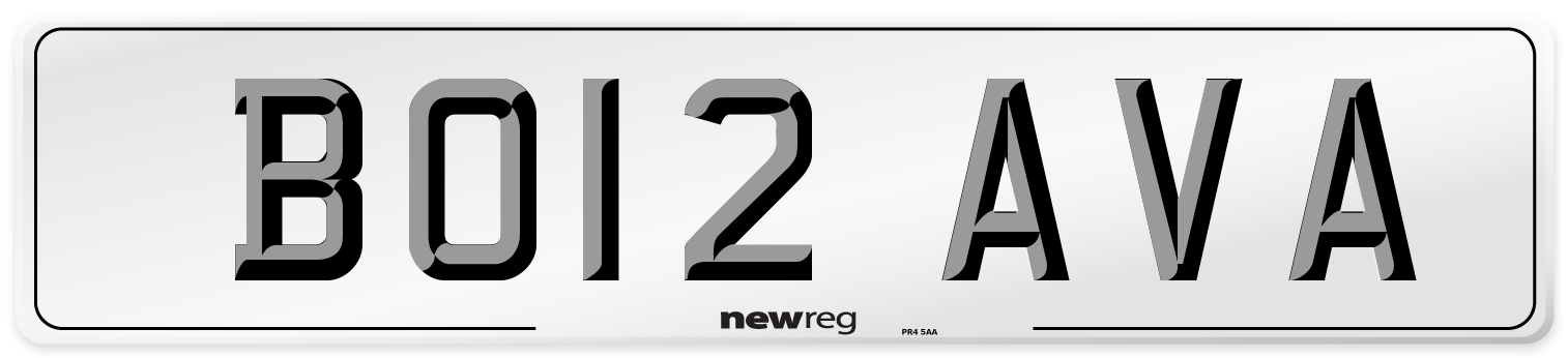 BO12 AVA Rear Number Plate