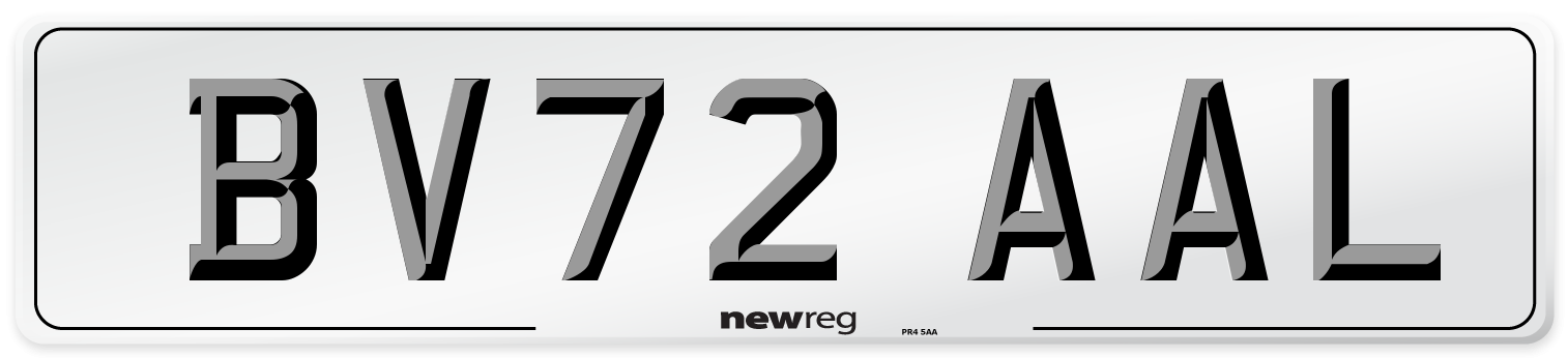 BV72 AAL Rear Number Plate