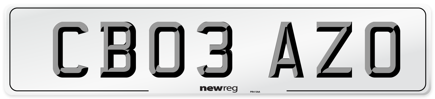 CB03 AZO Number Plate from New Reg