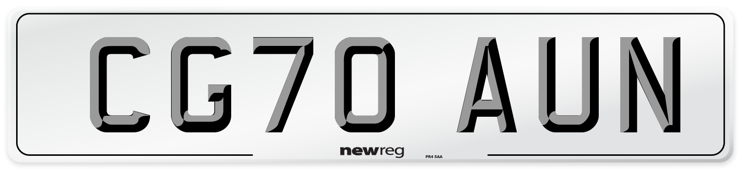 CG70 AUN Rear Number Plate