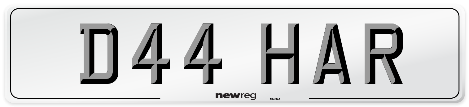 D44 HAR Number Plate from New Reg