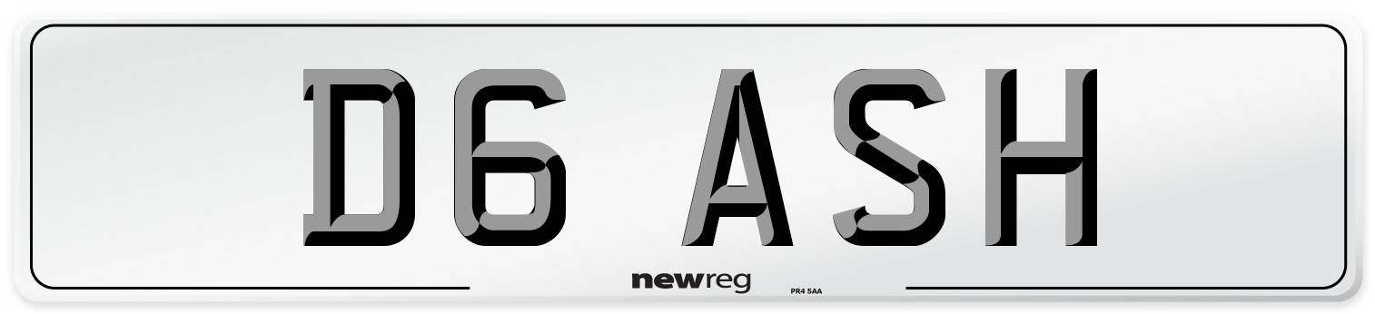 D6 ASH Rear Number Plate