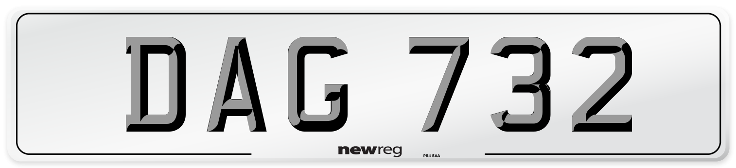DAG 732 Rear Number Plate
