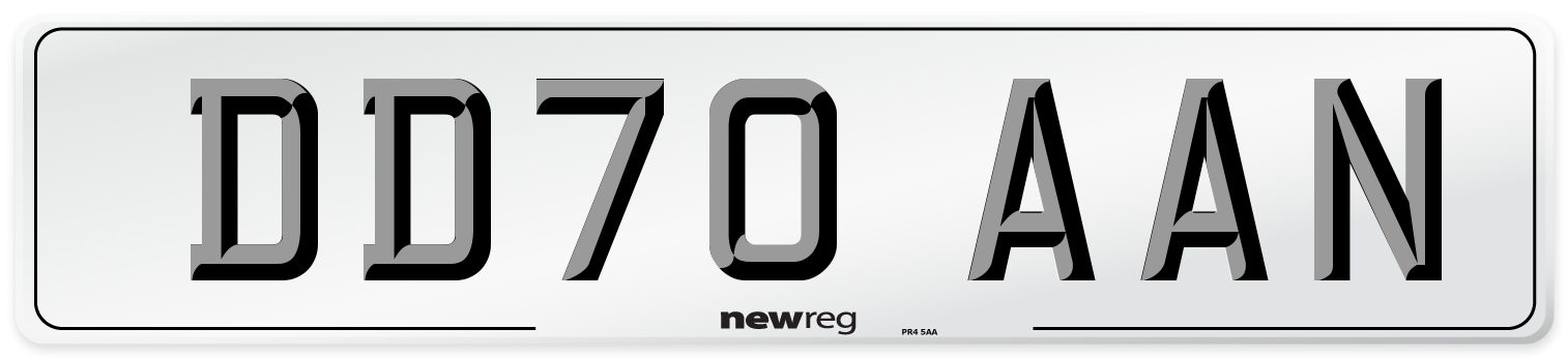 DD70 AAN Rear Number Plate