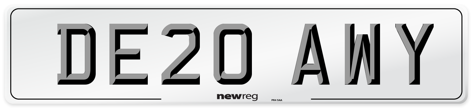 DE20 AWY Rear Number Plate