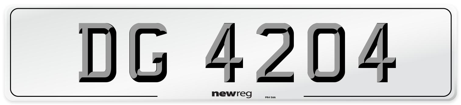 DG 4204 Rear Number Plate