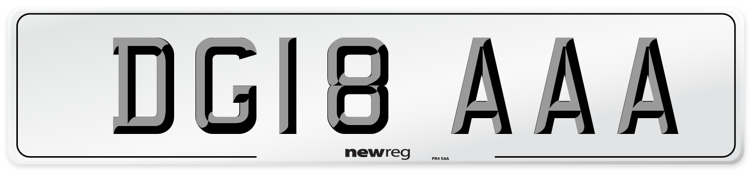 DG18 AAA Rear Number Plate