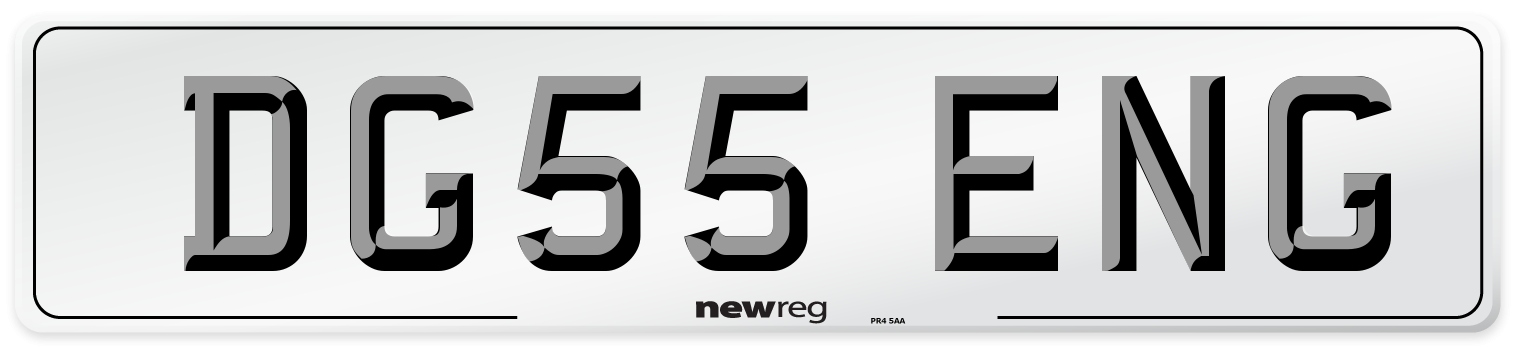DG55 ENG Number Plate from New Reg