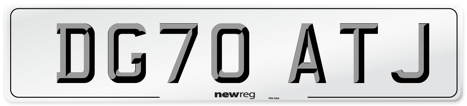 DG70 ATJ Rear Number Plate