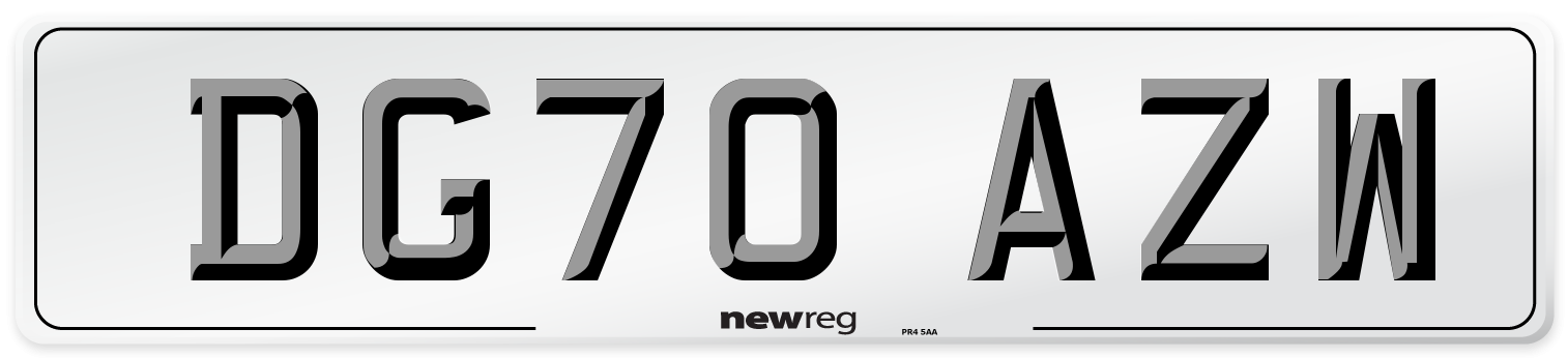 DG70 AZW Rear Number Plate