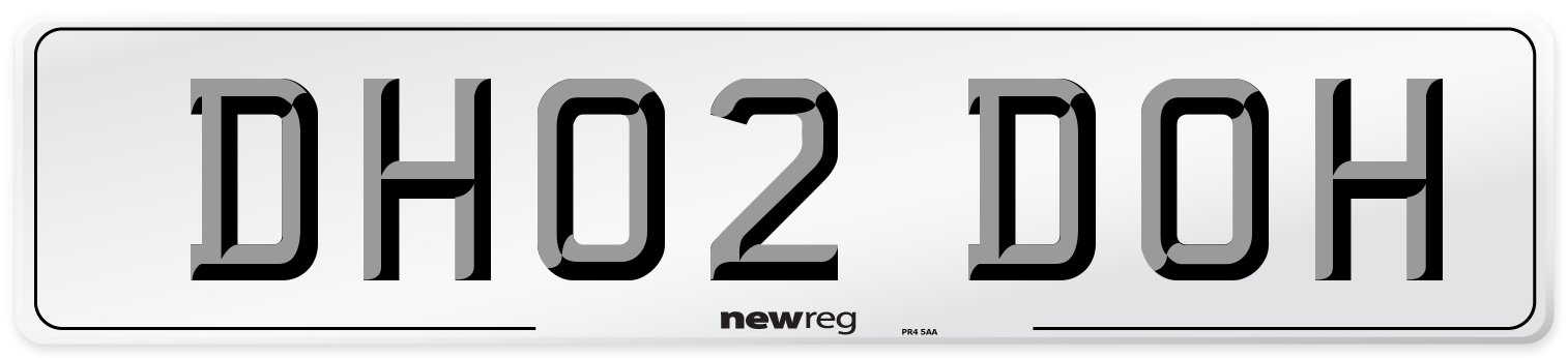 DH02 DOH Rear Number Plate