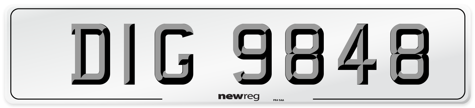 DIG 9848 Rear Number Plate