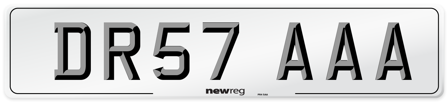 DR57 AAA Rear Number Plate