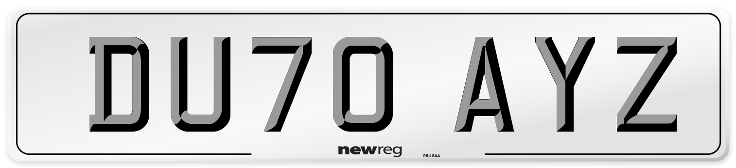 DU70 AYZ Rear Number Plate