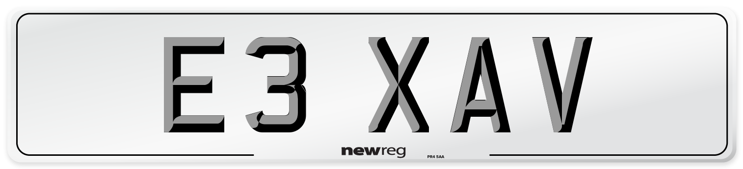 E3 XAV Number Plate from New Reg