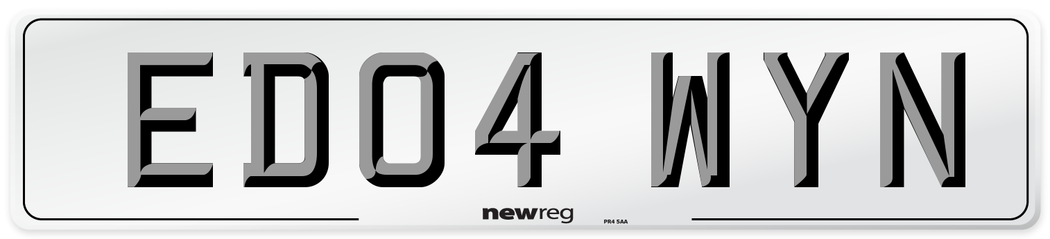 ED04 WYN Rear Number Plate