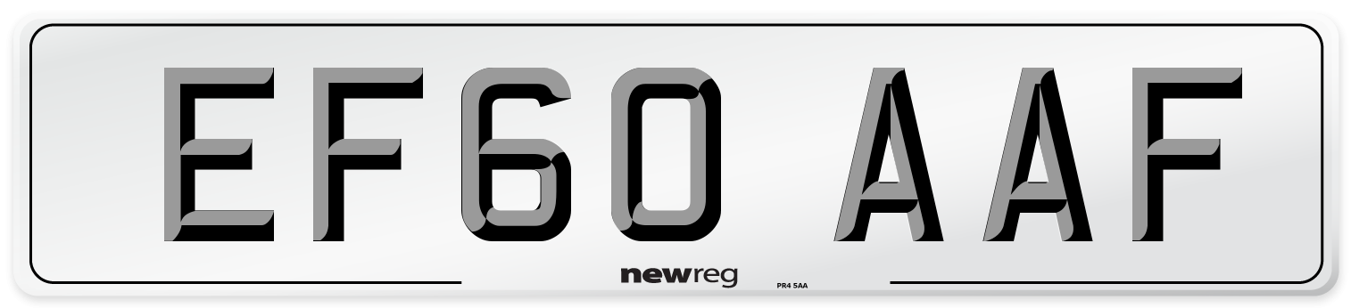 EF60 AAF Number Plate from New Reg