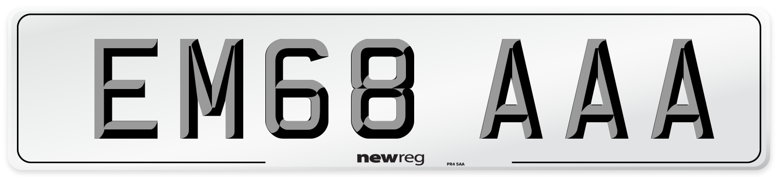 EM68 AAA Rear Number Plate