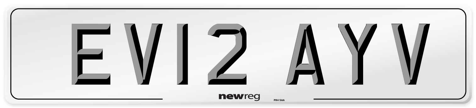 EV12 AYV Number Plate from New Reg