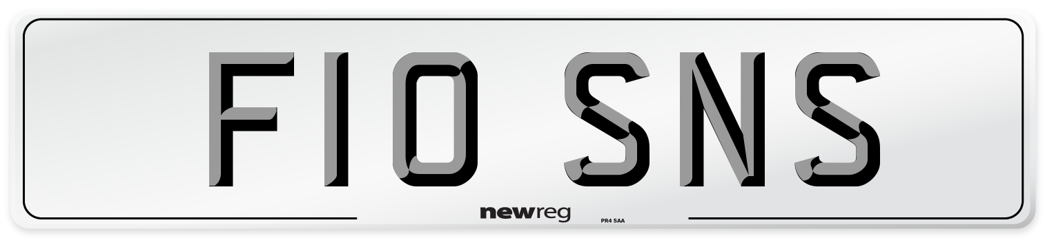 F10 SNS Rear Number Plate