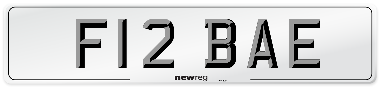 F12 BAE Rear Number Plate