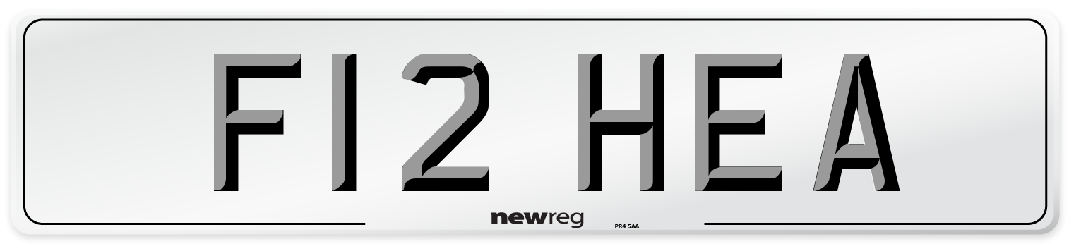 F12 HEA Number Plate from New Reg