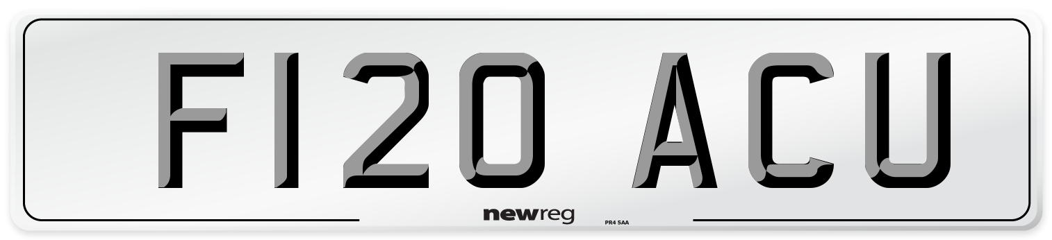 F120 ACU Rear Number Plate
