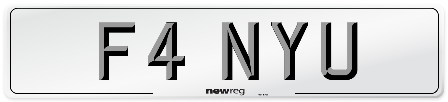 F4 NYU Number Plate from New Reg