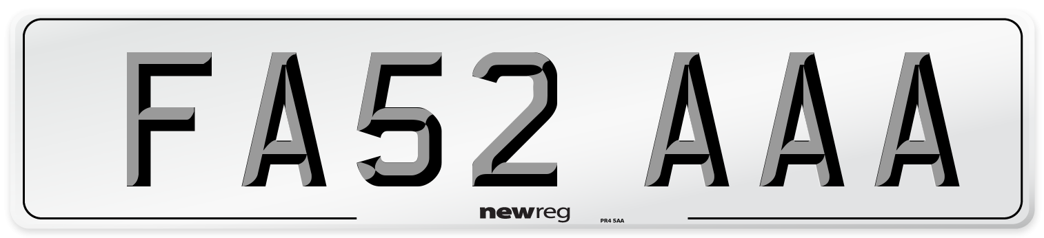 FA52 AAA Rear Number Plate