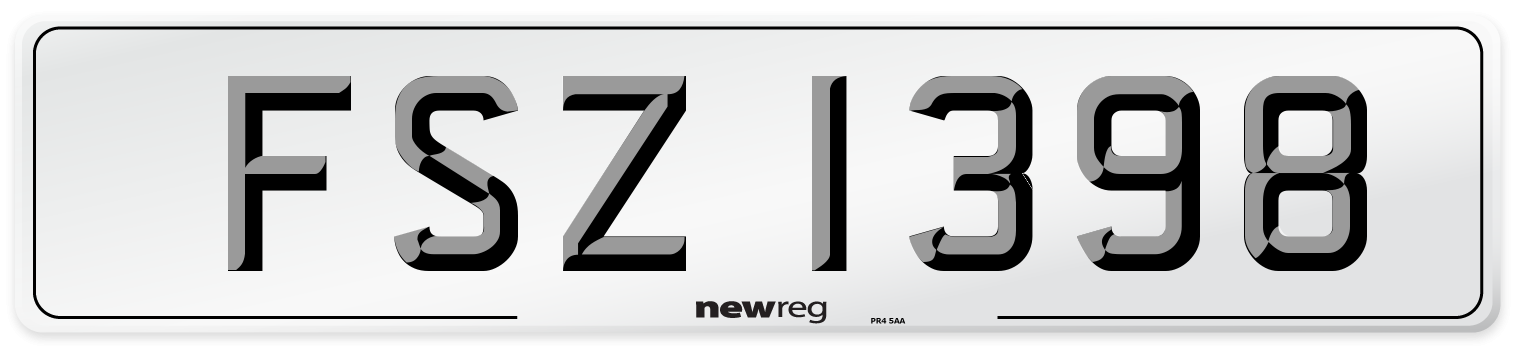 FSZ 1398 Rear Number Plate