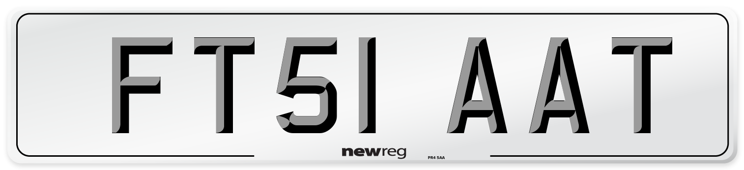 FT51 AAT Number Plate from New Reg