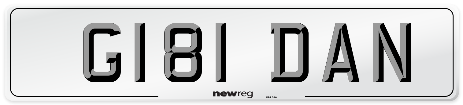G181 DAN Rear Number Plate