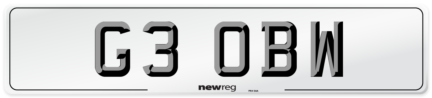 G3 OBW Rear Number Plate