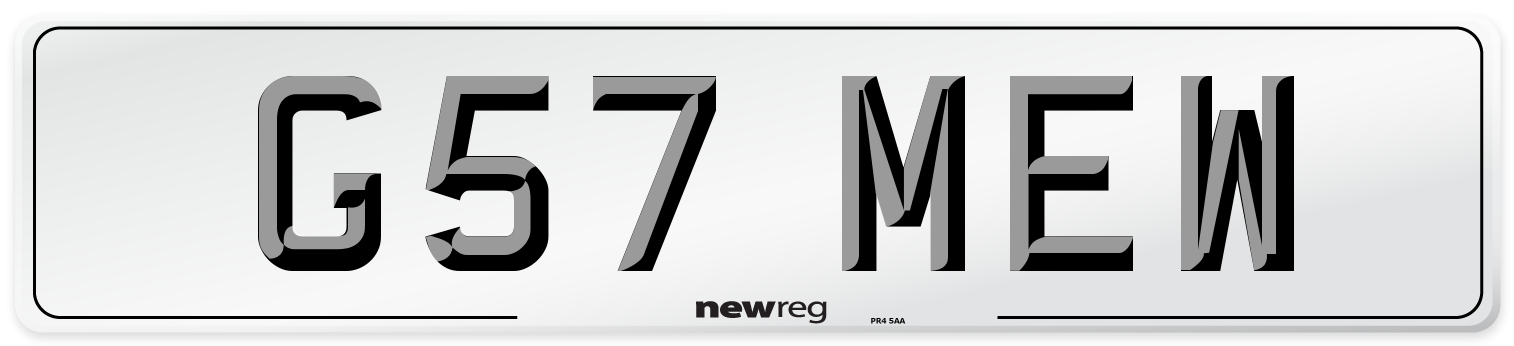 G57 MEW Rear Number Plate