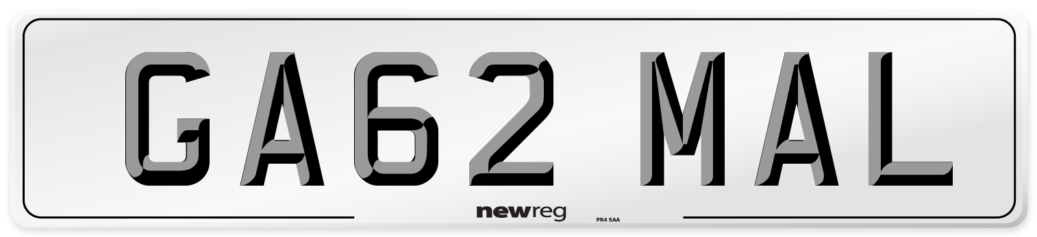 GA62 MAL Number Plate from New Reg