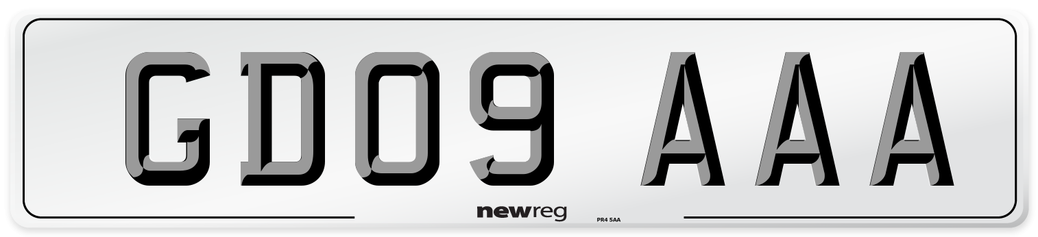 GD09 AAA Rear Number Plate