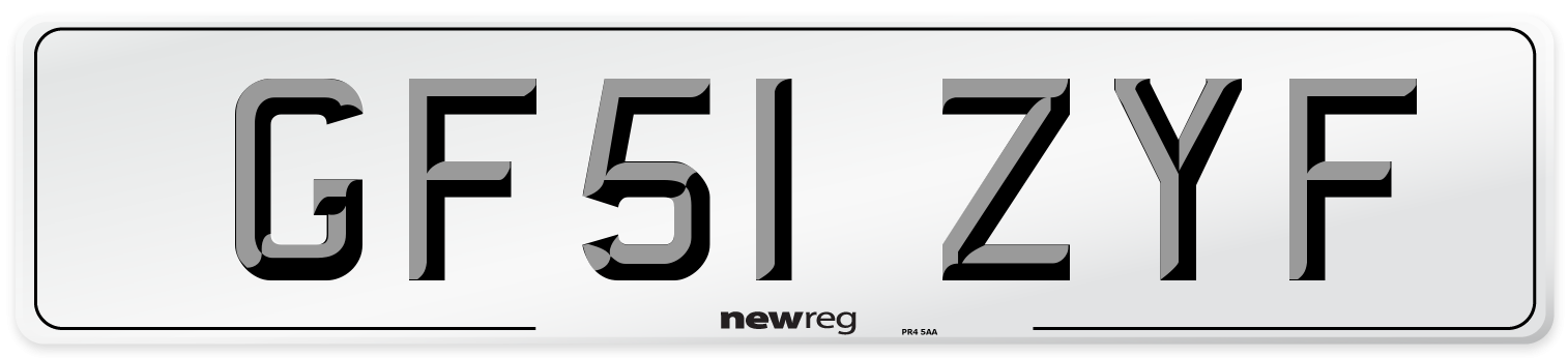 GF51 ZYF Number Plate from New Reg