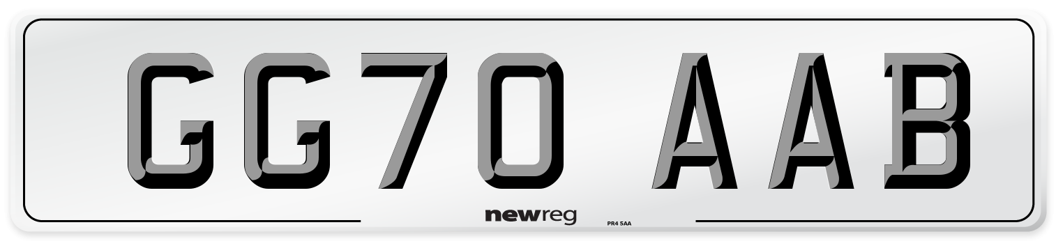 GG70 AAB Rear Number Plate