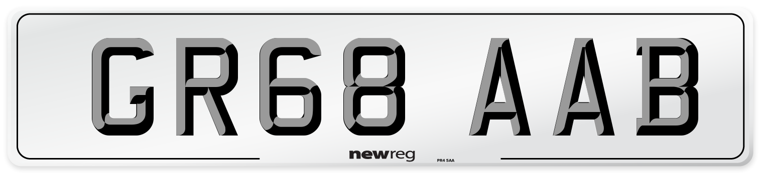 GR68 AAB Rear Number Plate