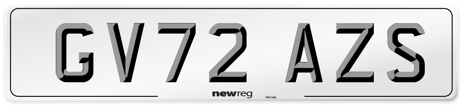 GV72 AZS Rear Number Plate