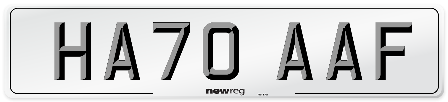 HA70 AAF Rear Number Plate