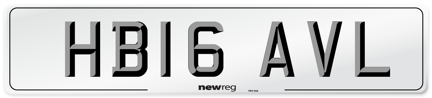 HB16 AVL Number Plate from New Reg