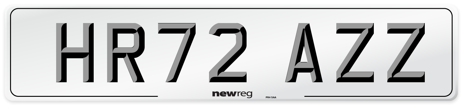 HR72 AZZ Rear Number Plate