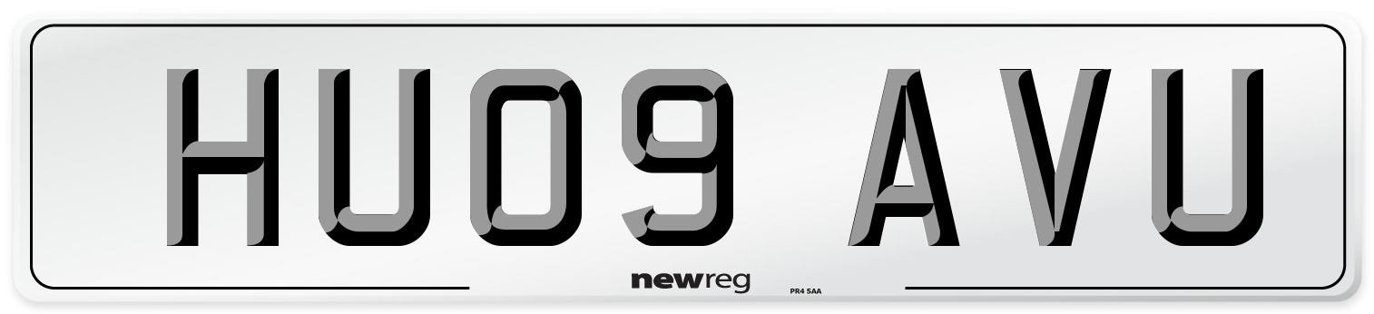 HU09 AVU Number Plate from New Reg