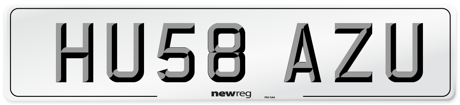 HU58 AZU Number Plate from New Reg