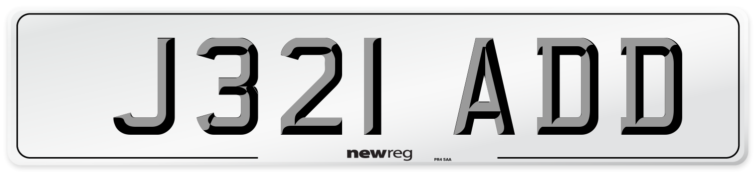 J321 ADD Number Plate from New Reg