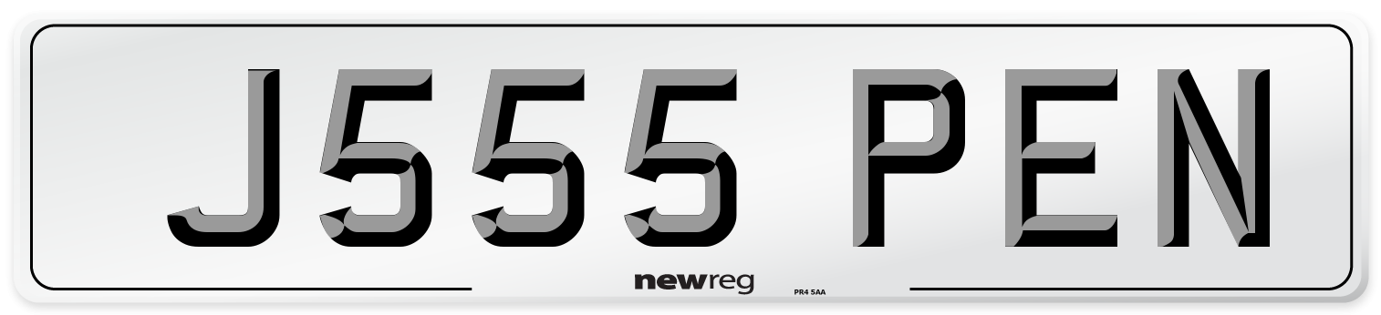 J555 PEN Rear Number Plate
